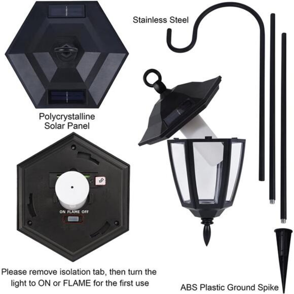 4 Pack Solar Halloween Flame Hanging Lights Outdoor, Flickering Flame - Picture 5 of 7